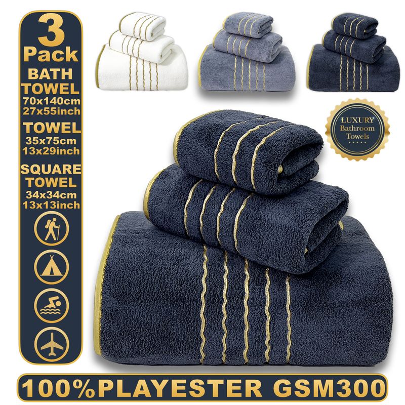 Coral Fleece Bath Towel Set - Ultra Soft & Highly Absorbent (Includes Hair Wrap & Face Towel Thick & Quick-Drying For Home & Spa Use)_voghion.com