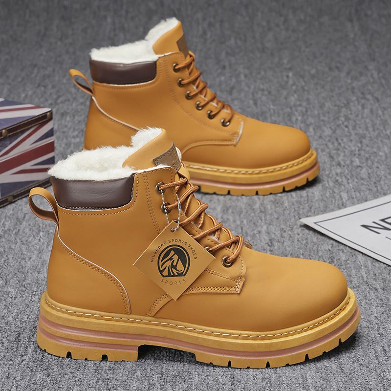 Martin 2025 Autunno Nuovo foderato in pile ispessito all'aperto lavoro stile britannico stivali gialli scarpe da uomo_voghion.com