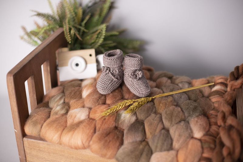 Hand Knitted Baby Wool Bootie Socks For Newborn And 0 To 12 Month Babies 1 Pair_voghion.com