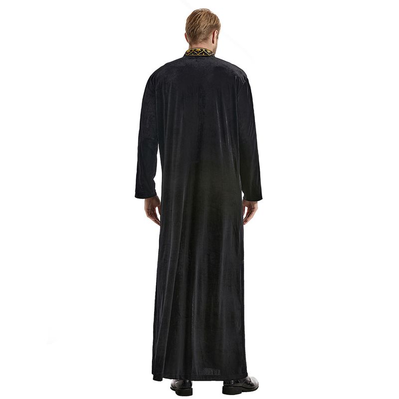 Caftán musulmán para hombre, cuello alto, bordado, thobe de Ramadán con mangas largas, túnica islámica, caftán, thawb, Dubái._voghion.com