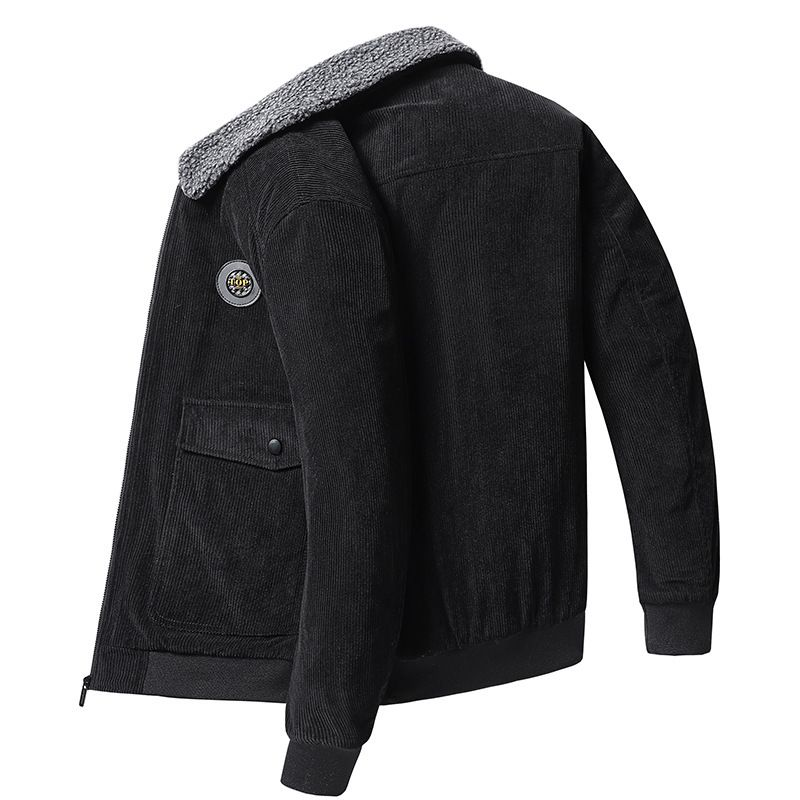 Herfst Winter Nieuwe Corduroy Lam Fleece Jas Voor Heren S Losse En Verdikte Casual Polo Kraag Jas_voghion.com