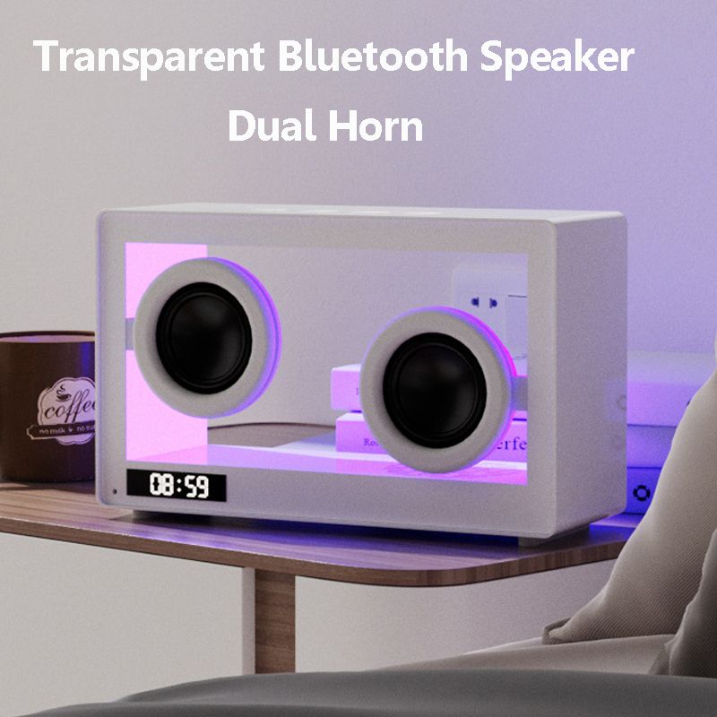 Nešiojamas žadintuvas „Bluetooth“ garsiakalbis Vintage Hifi garso juosta Belaidis spalvingas atmosferos apšvietimas su mikrofonu, palaikantis TF kortelę_voghion.com