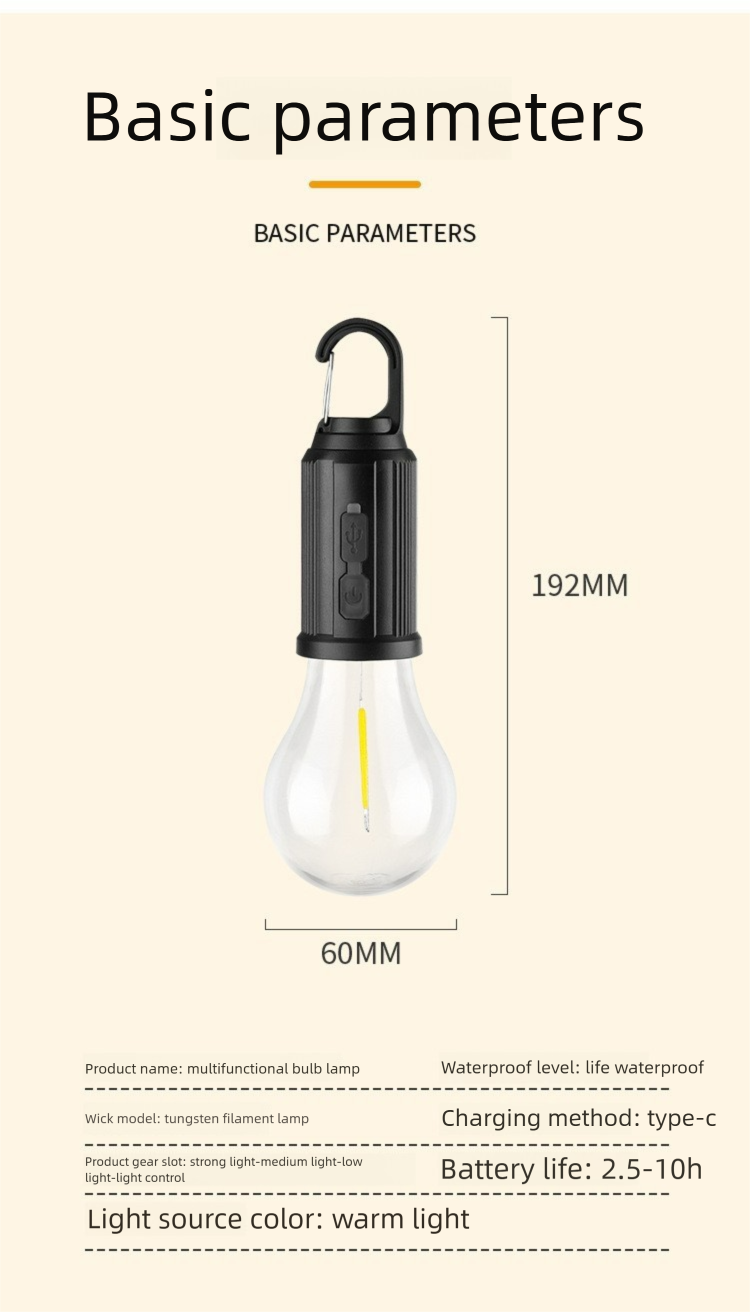 LED Tungsten Lantern Rechargeable Atmosphere Camping Tent Solar Emergency Bulb Light_voghion.com