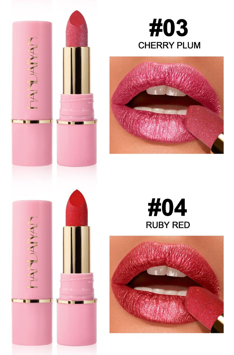 HANDAIYAN Pearlescent Lipstick - 8 Colors, Moisturizing & Hydrating, Embossed Mesh Fine Shimmer Lipstick_voghion.com