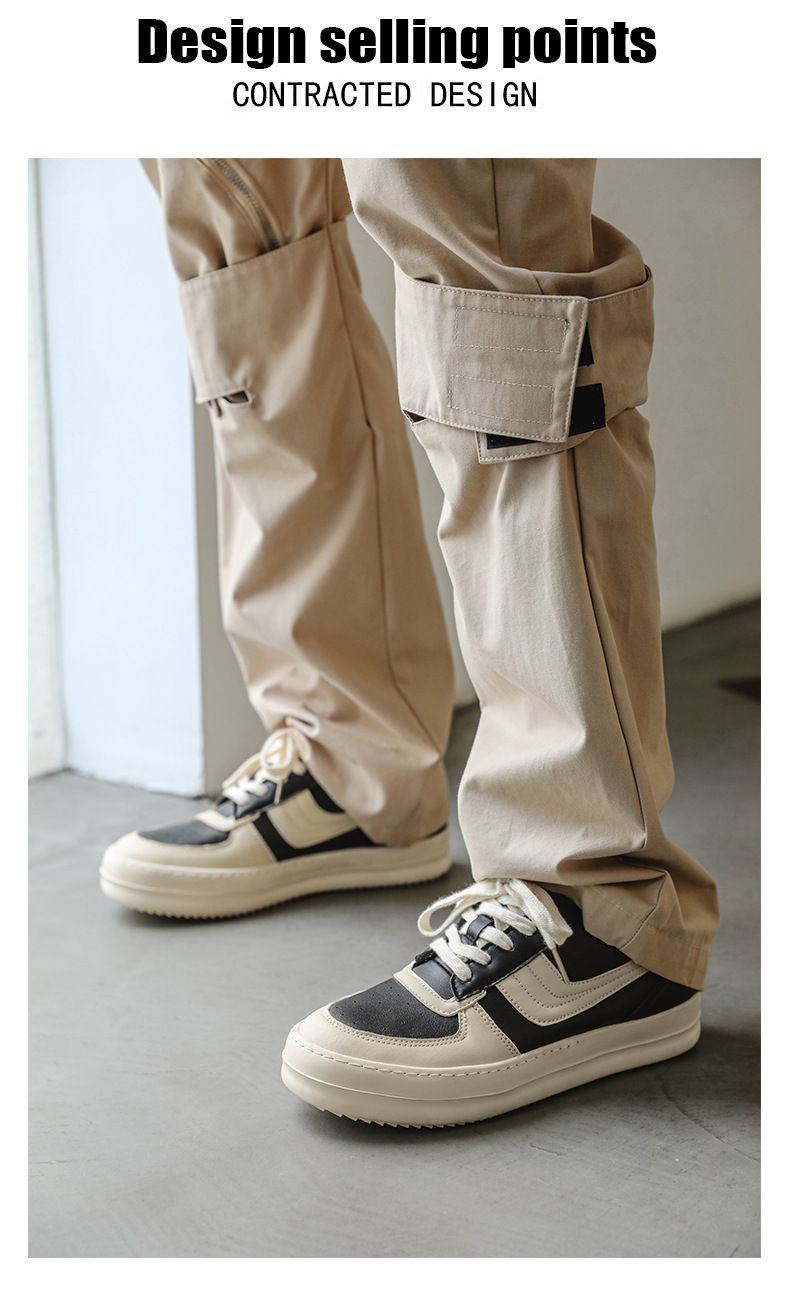 Herrenschuhe Neue Herrenschuhe Schwarz-weiße High Street-Schuhe Herren-Design-Sinn-Nähte Dicke Unterseite Sport Casual Weiße Schuhe Herren X178_voghion.com