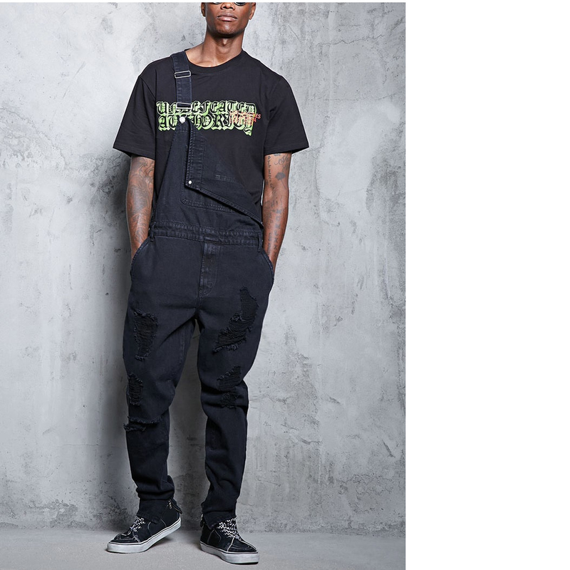 Man's clothing Stylish men's halter denim rompers Jeans pants pop pop work clothes_voghion.com