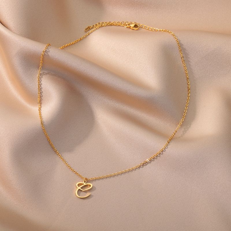 Ready Stock Initial Letter for Women Gold Color Stainless Steel Necklace Initials Heart Pendant Jewelry Birthday Gift collar_voghion.com