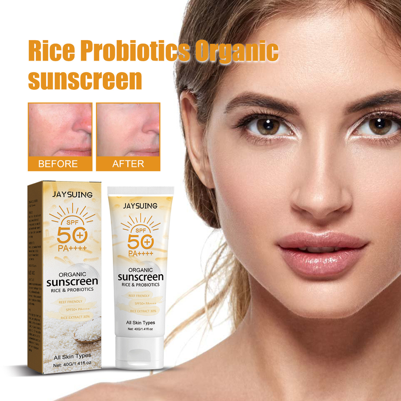 Rice 40G Probiotic Organic Uv Sun Protection Whitening Facial Body Not Greasy Sunscreen Anti-Aging Oil-Control_voghion.com