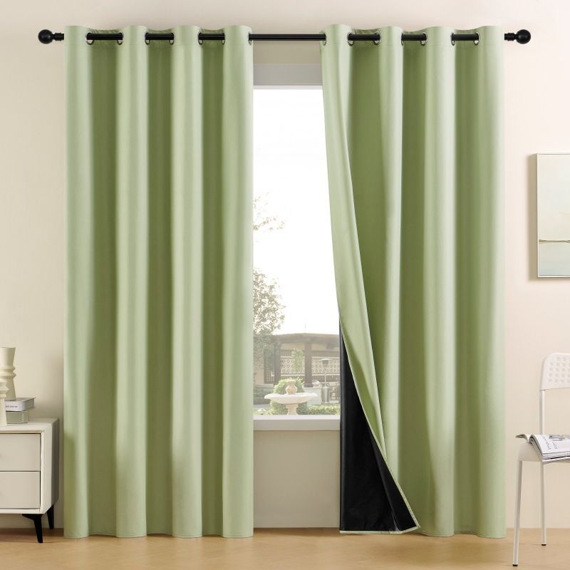 full blackout heat insulation curtains for bedroom with black lining room darkening noise reduction curtains_voghion.com