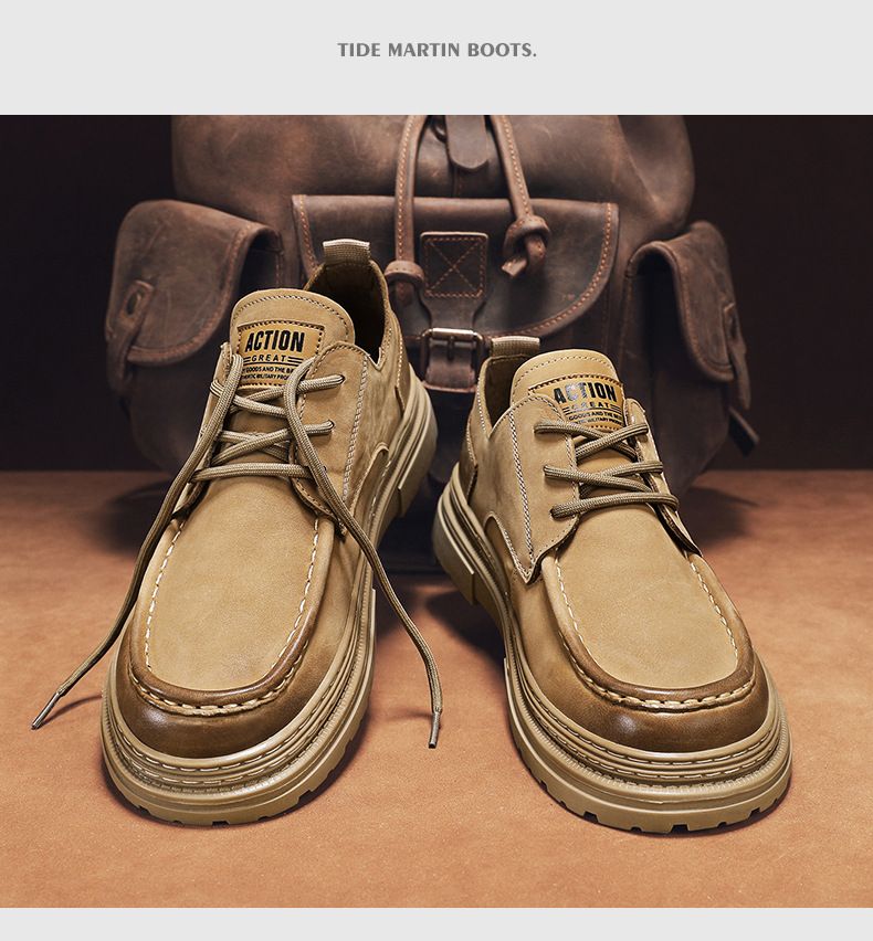 Derby Herbst British Business Casual Leder Herren Formelle Arbeit Dicke Sohle Niedrig geschnitten Martin Trendy Schuhe_voghion.com