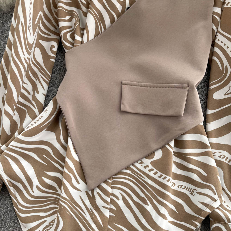 Abbigliamento da donna Maglie a maniche lunghe Larghe e snellenti Maglietta a due pezzi finta con cuciture a righe_voghion.com