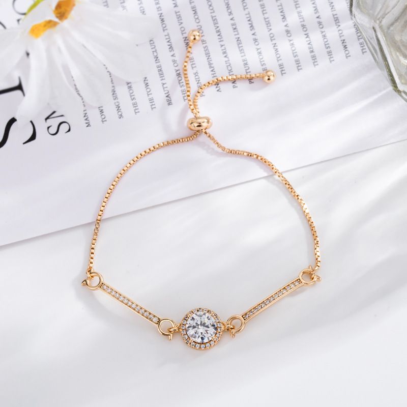 Pulseira feminina com pingente de diamante redondo e joia de coração, luxuosa, simples, com design de nicho, pulseira de personalidade_voghion.com