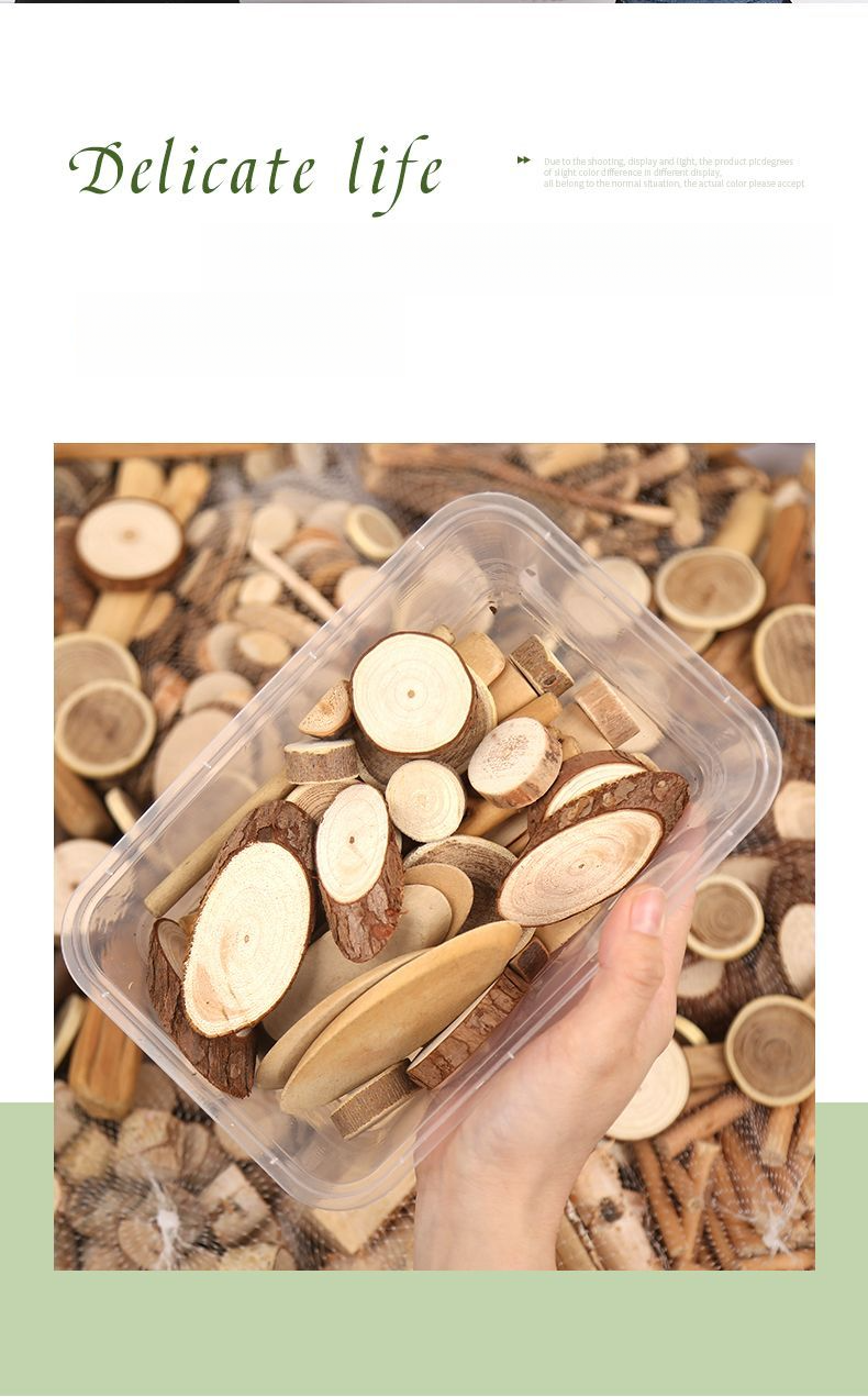 Small DIY Handcraft Preschool Kindergarten Art Area Natural Log Wooden Blocks Set Materials Dry Branches_voghion.com