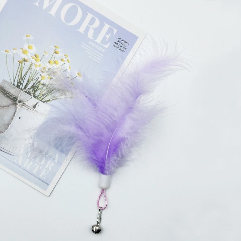 Różdżka z piórkami wróżki z wymienną główką dzwonka, interaktywna zabawka dla kota do samodzielnej zabawy, artykuły dla zwierząt_voghion.com