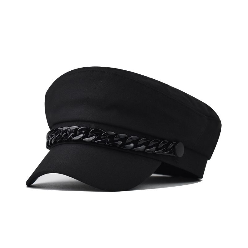 Simple Seven Color Chain Beret Women's Autumn And Winter Duckbill Versatile Octagonal British Painter Hat_voghion.com
