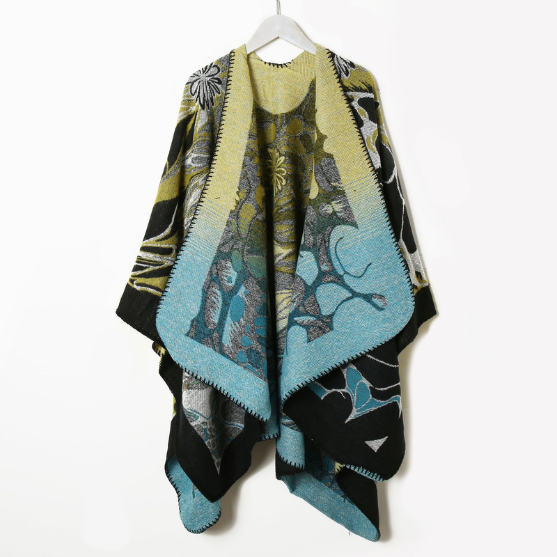 Grande scialle da donna autunno e inverno con sciarpa con cappuccio e protezione solare, giacca in maglia in stile etnico, viaggio_voghion.com