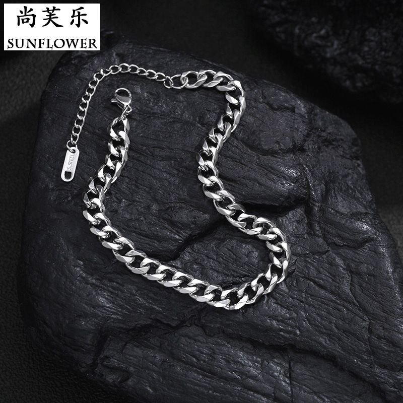 Minimalist Titanium Steel Men's Cuban With Chain Personalized DIY Laser Name Plate Bracelet_voghion.com