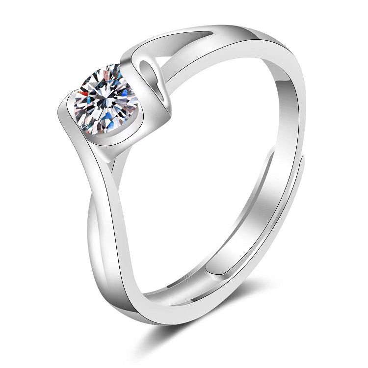 Moissanite Ring Klassische Sechs-Zinke Ein Karat Einstellbare Paar Ringe Für Frauen Live-Streaming_voghion.com