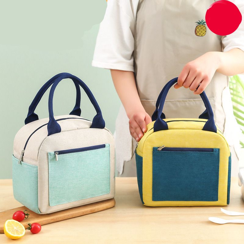 Borsa Bento Color Blocked Borsa Isolata Borsa Lunch Box Cationica Borsa con Foglio di Riso Borsa Lunch Box Impermeabile Addensata Borsa Lunch_voghion.com