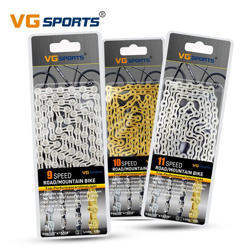 VG Sports Vélo de route tout-terrain à 8, 9, 10 ou 11 vitesses avec chaîne en or entièrement creuse_voghion.com