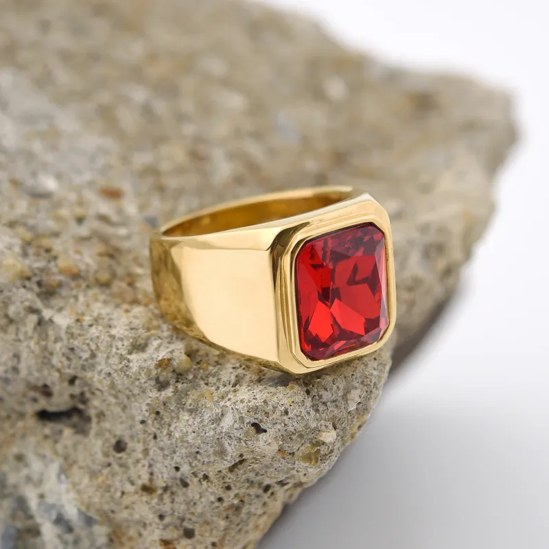 Heiße Verkäufe Heiße Verkäufe Männer/Frauen Trend Hohe Qualität 316L Edelstahl Mehrere Farben Edelstein Stil Onyx Goldene Ringe Schmuck_voghion.com