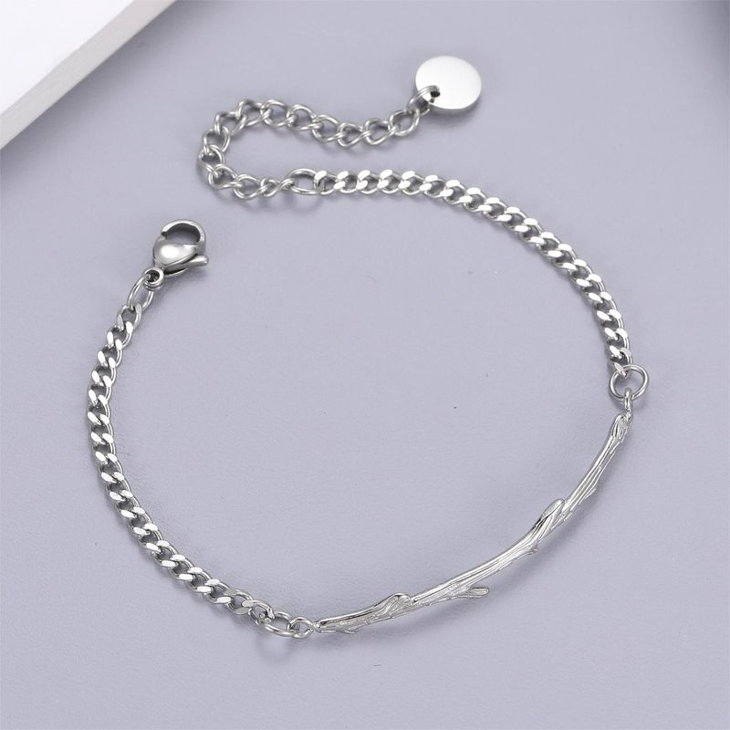 High Grade Mountain With Wood And Wood With Branches Men And Women Bracelet Titanium Steel Ins Style Couple Model Valentine's Day Gift Bracelet_voghion.com