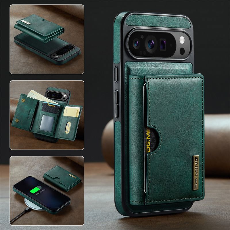Custodia a portafoglio in pelle con chiusura magnetica 2 in 1, staccabile, per Google 9 XL, Pixel 8 Pro, con tasca porta carte e cover posteriore magnetica._voghion.com
