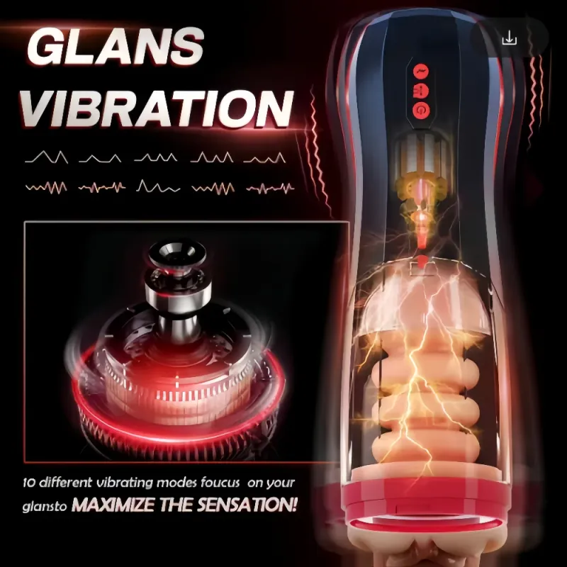 Masturbateur masculin télescopique rotatif automatique, anus réaliste en forme de ventouse d'avion, en silicone TEP, avec vibrations vaginales._voghion.com