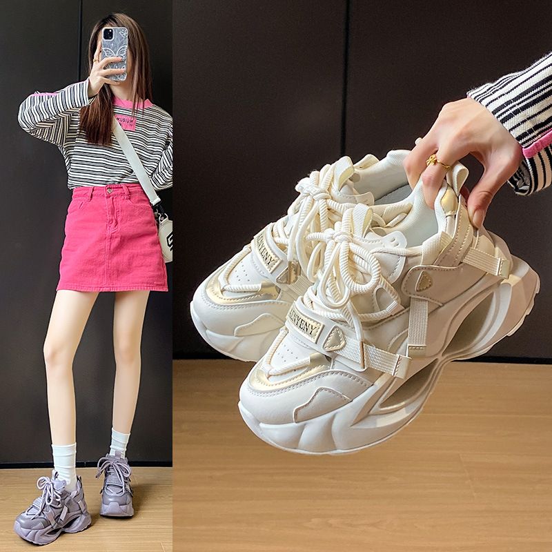 i Dad Shoes Female Student Sports Running Shoes Casual Shoes Platform Height Increase_voghion.com