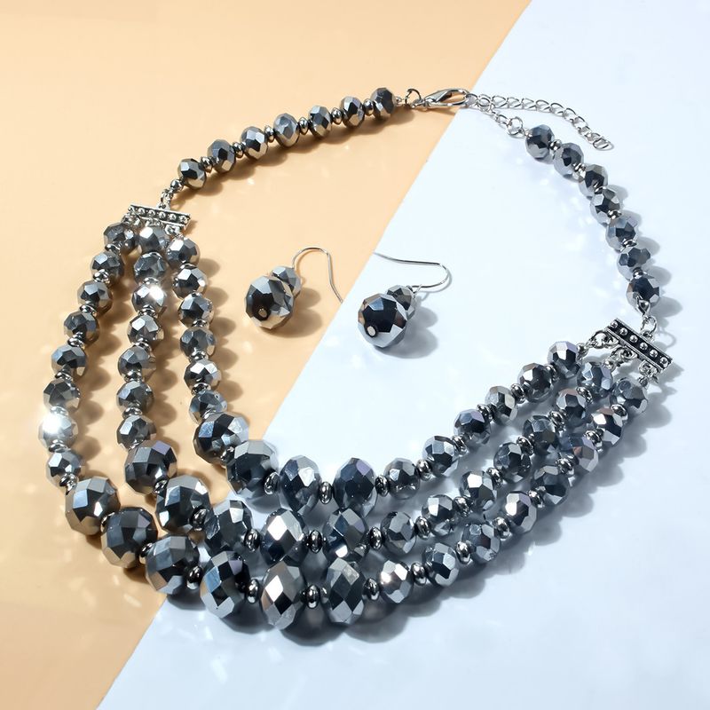 Collana con catena corta a più strati con perline di cristallo da donna, decorazione 6040_voghion.com