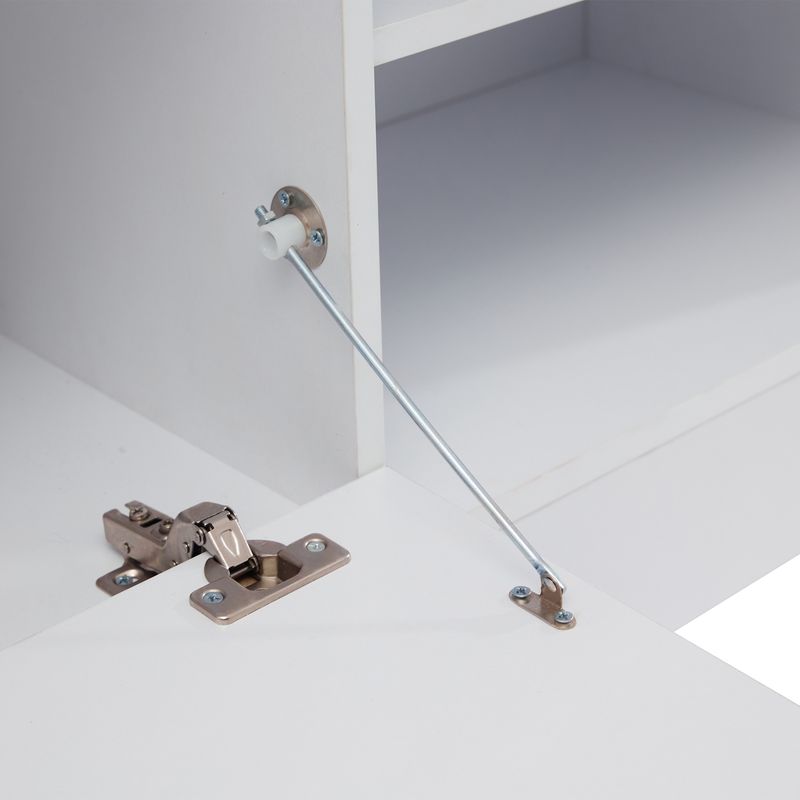 Meuble TV blanc brillant pour téléviseurs jusqu'à 70 pouces, console multimédia sur pied avec éclairage LED, centre de divertissement pour salon_voghion.com