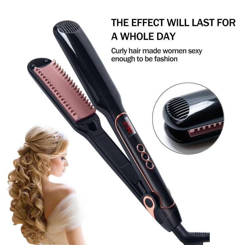 Piastra lisciante per capelli 2 in 1, display LCD per uso domestico, rullo lisciante per capelli, modello multifunzionale, vendita calda_voghion.com
