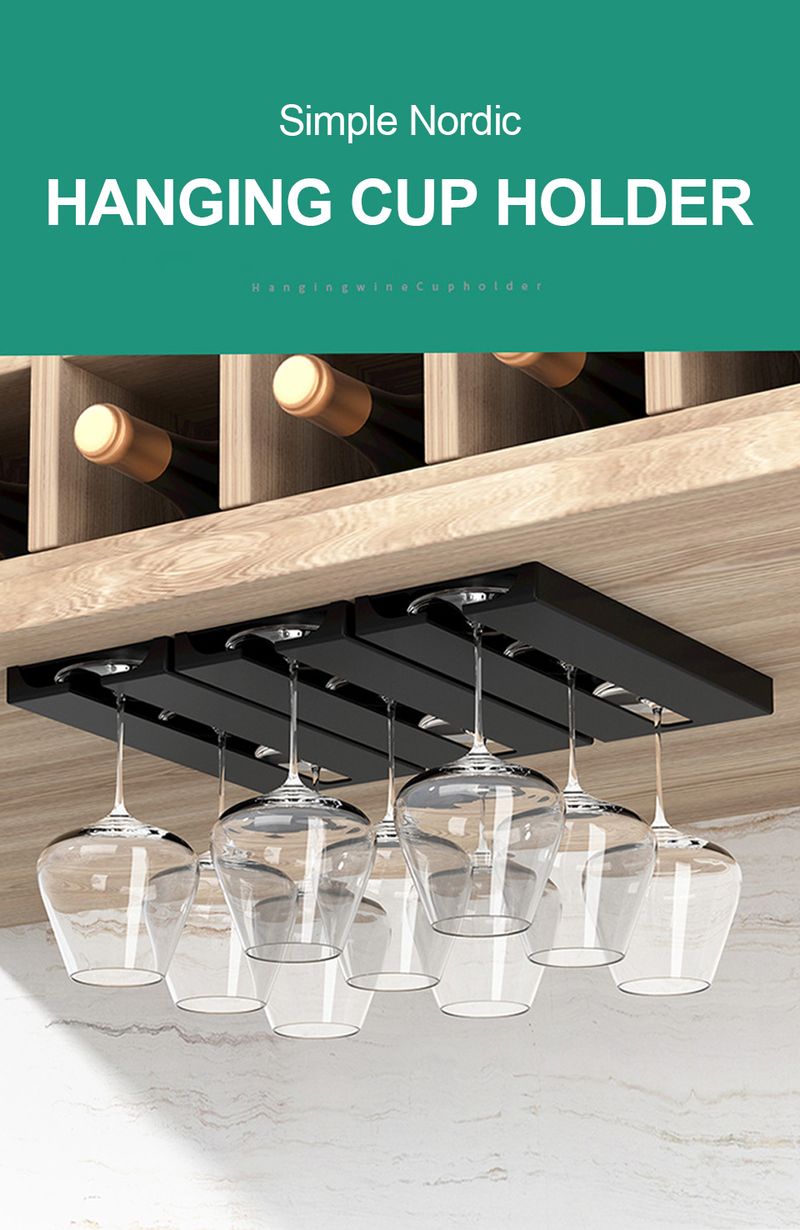EU Design Wine Glass Rack - Holds 12 Stemware No Drilling | Space-Saving Under Cabinet Holder | ABS Rust-Proof (2 Pack)_voghion.com