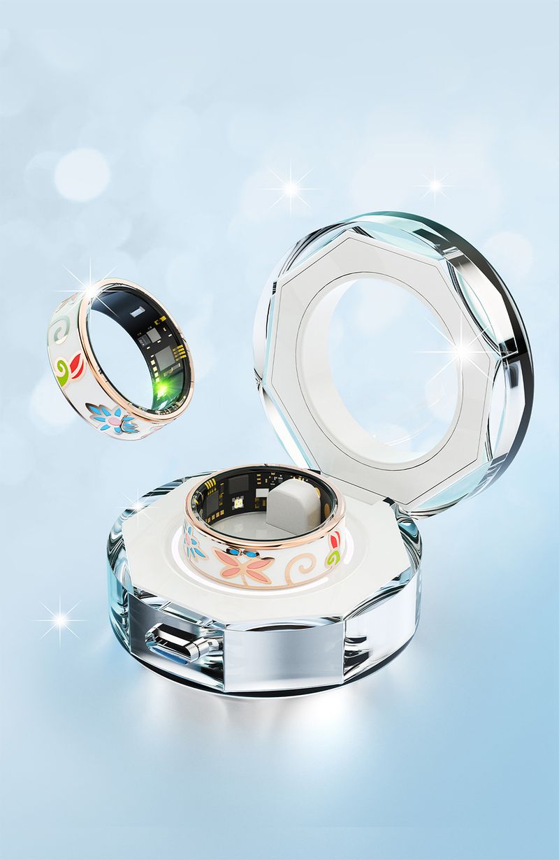 R18 Color Enamels Fashion Women Smart Ring Female Stainless Steel Intelligent Finger Ring Lady IP68 Waterproof Fitness Tracker_voghion.com