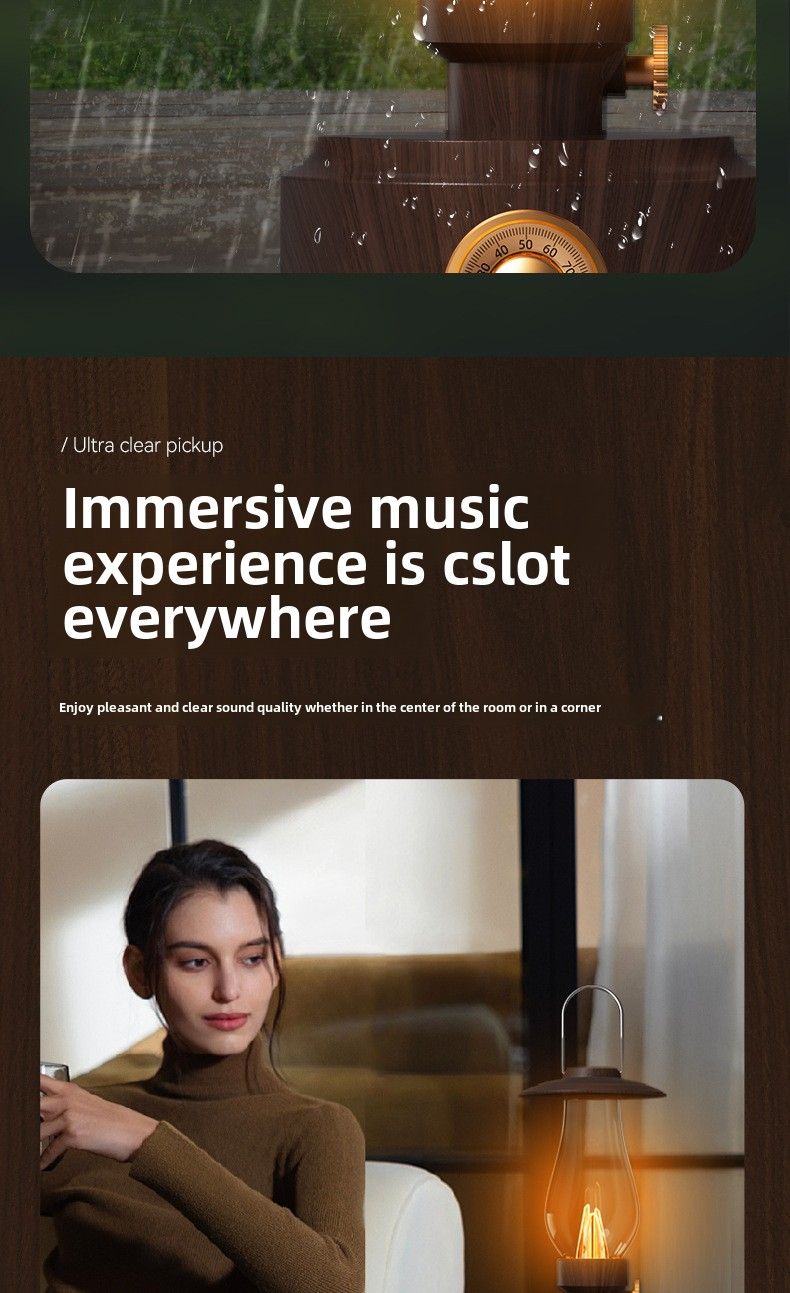 Altoparlante lampada retrò - Connettività Bluetooth, design classico della lampada a cherosene, impermeabile IPX4, scheda TF supportata, con batteria integrata per l'illuminazione_voghion.com