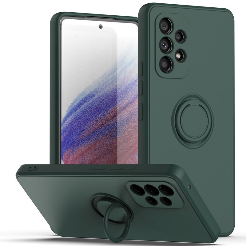 Stand Ring Holder Strap Case For Samsung Galaxy S22 S21 FE Note20 Ultra A73 A53 A33 A23 A13 5G A32 A52 A72 Liquid Silicone Cover_voghion.com