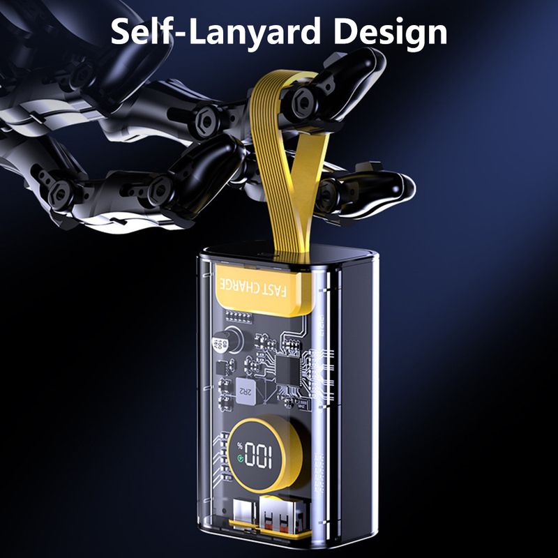 21700 Batterieladegerät DIY Transparent Bank Shell PD 22,5 W Schnellladung 10000 mAh Polymer Mobile Stromversorgungsgehäuse_voghion.com