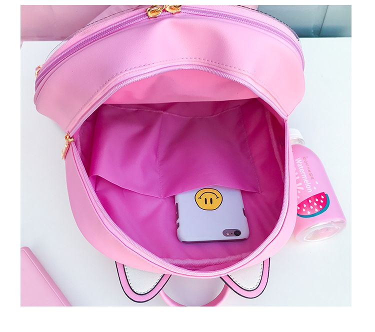 Zaini in pelle con orecchie di gatto adorabili Borsa trasparente color caramello Borse a tracolla da donna Zaino da viaggio per ragazze adolescenti_voghion.com