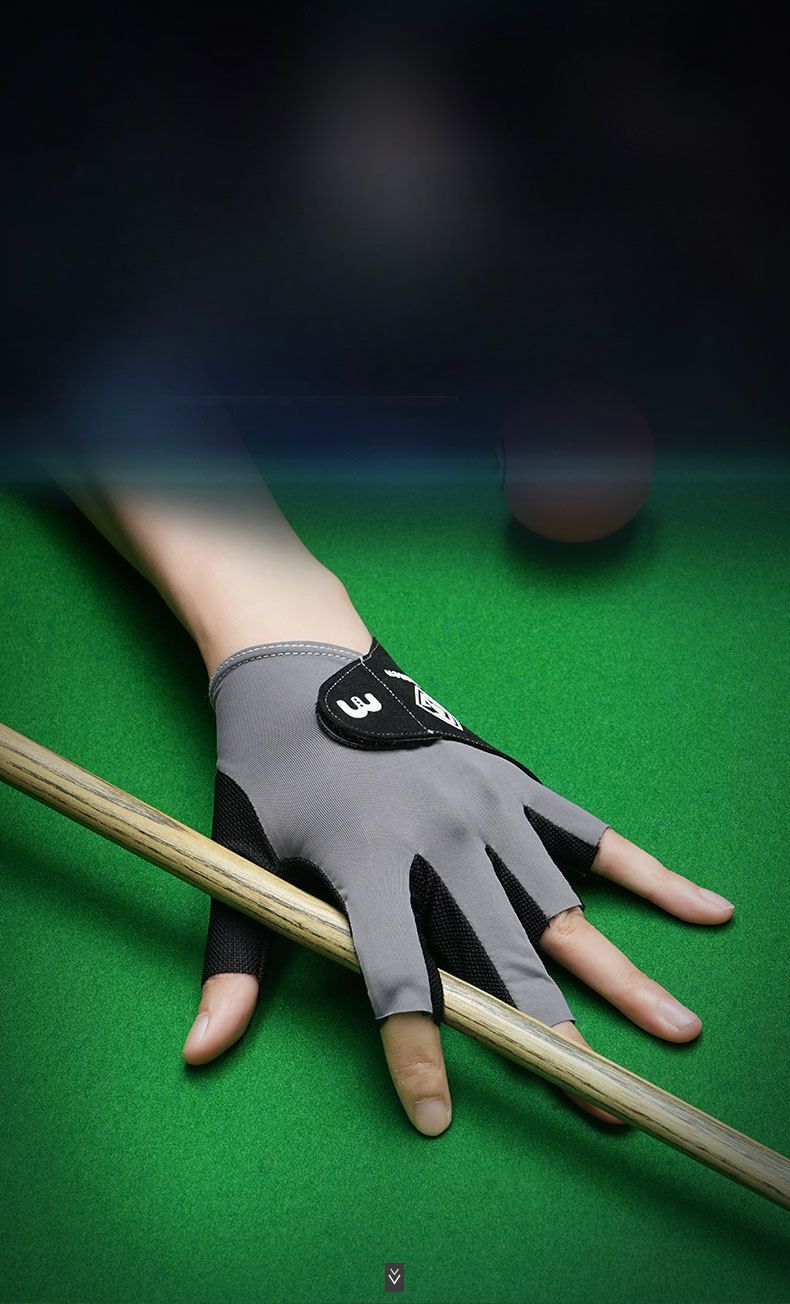 Luva de bilhar de meio dedo para mão esquerda, lisa, elástica, em seda gelada, respirável, antiderrapante, fina, com fecho de velcro._voghion.com
