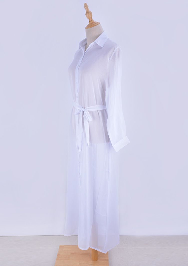 Chiffon-Strandkleid für Damen, langärmliges Sonnenschutzhemd, leichtes, knitterfreies Urlaubs- und Resort-Outfit_voghion.com
