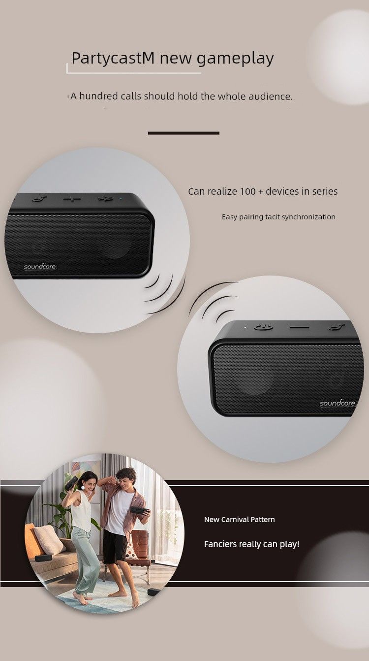 Anker Anke Wide Soundcore 3 Wireless Bluetooth Speaker Waterproof Outdoor Box Small Portable Loud Sound_voghion.com