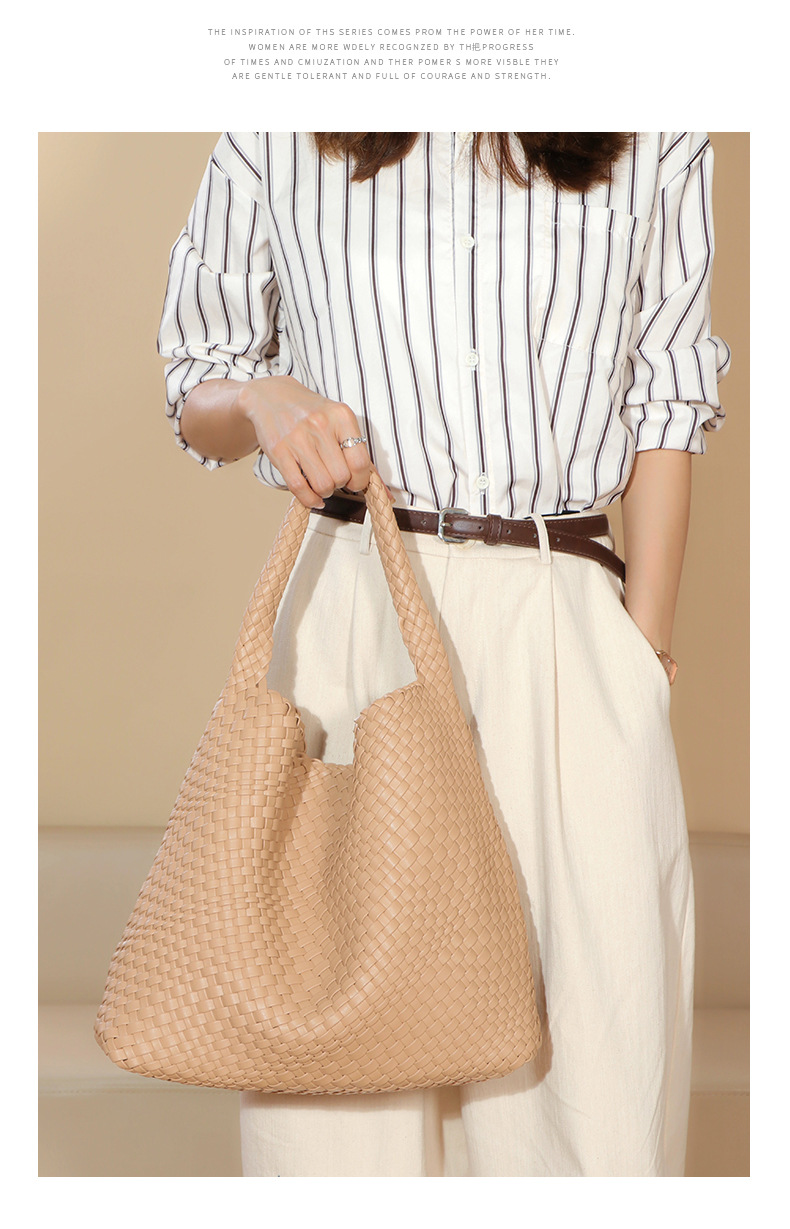 Große Kapazität Einkaufstasche Neue Gemüsekorb Handgewebte Damentasche Handheld Lässige vielseitige Unterarmtasche_voghion.com