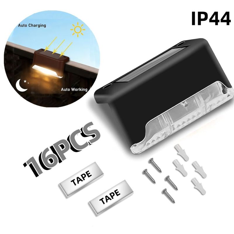 Per luce solare da esterno a LED da 16 pezzi, adatta per campeggio, terrazze, luce solare, balconi, ricarica, primavera, gradino, luce esterna_voghion.com