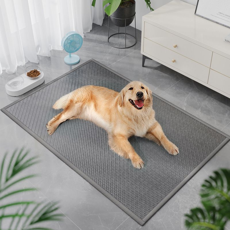 Lit d'été pour animaux de compagnie, tapis de couchage rafraîchissant et résistant à la saleté, tissé en herbe pour chien et chat_voghion.com