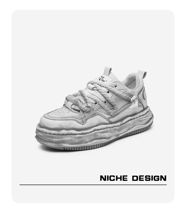 Augmentation invisible de la hauteur intérieure de 7 cm pour chaussures sales, chaussures pour hommes usées et cirées à semelles épaisses, sport polyvalent pour couples,_voghion.com