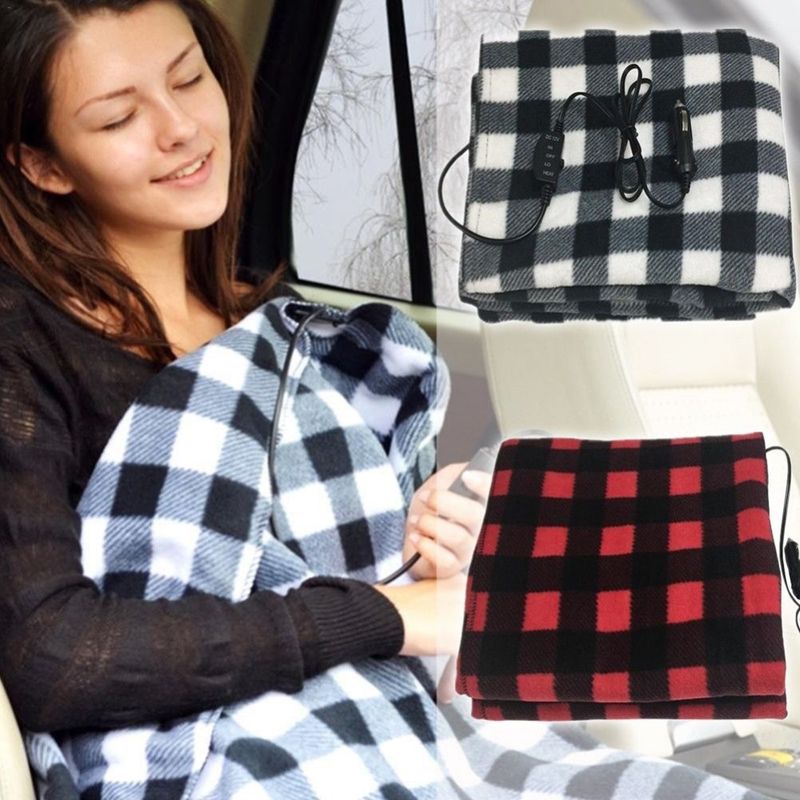 12V Car Heating Blanket Winter Heated 145X100cm Lattice Energy Saving Warm Auto Electrical Blanket For Car Constant Temperature_voghion.com