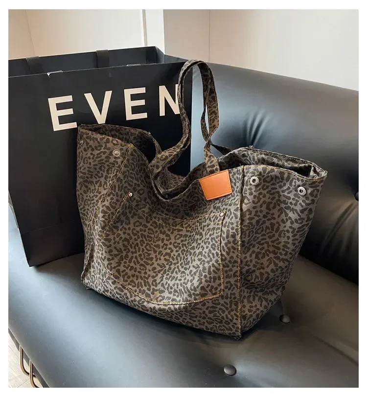 Leopard Design 2023 Shopper di moda coreana Grandi borse per la spesa per donna Borsa a tracolla per ragazza di grande capacità_voghion.com