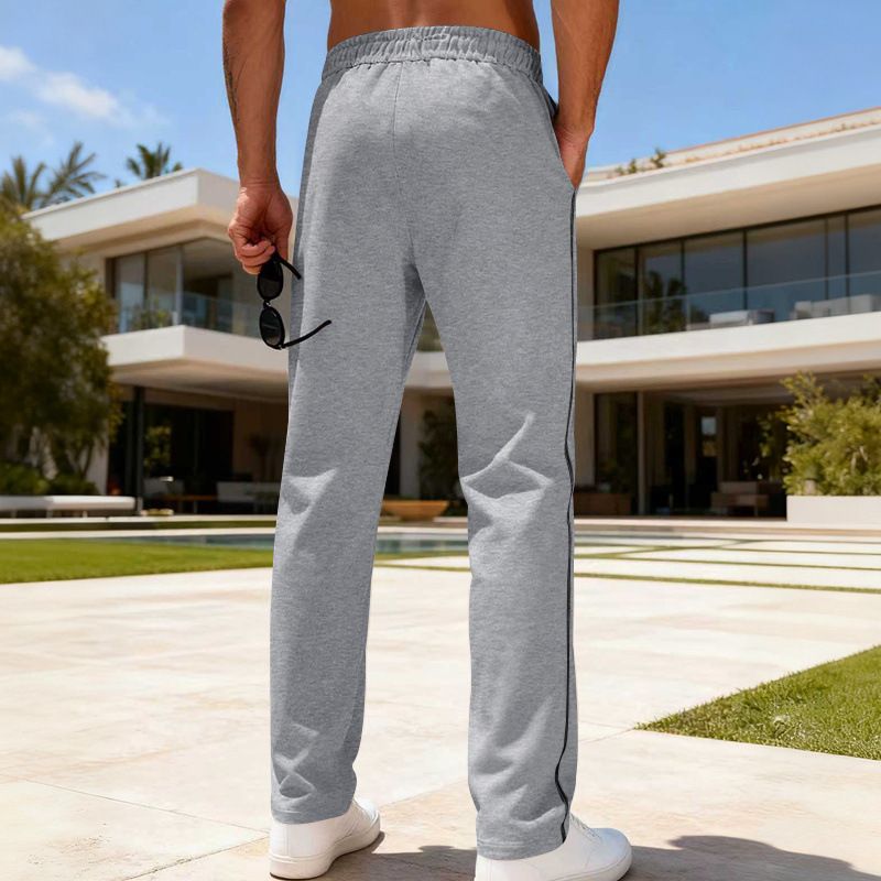 Men's Classic Heavyweight Casual Jogger Pants - Straight Leg, Breathable & Comfortable For Spring/Autumn (Black, Khaki, Grey, Red, Navy)_voghion.com