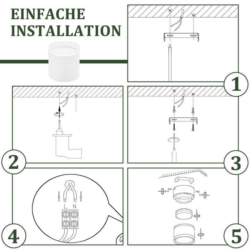 Glitzerlife Aufbauspot LED Aufbaustrahler Rund - Weiß Deckenstrahler 5W Kleine Spots Aufbauleuchte GX53 Warmweiß Flach Aufputz Strahler 3000K Acryl Deckenlampe_voghion.com