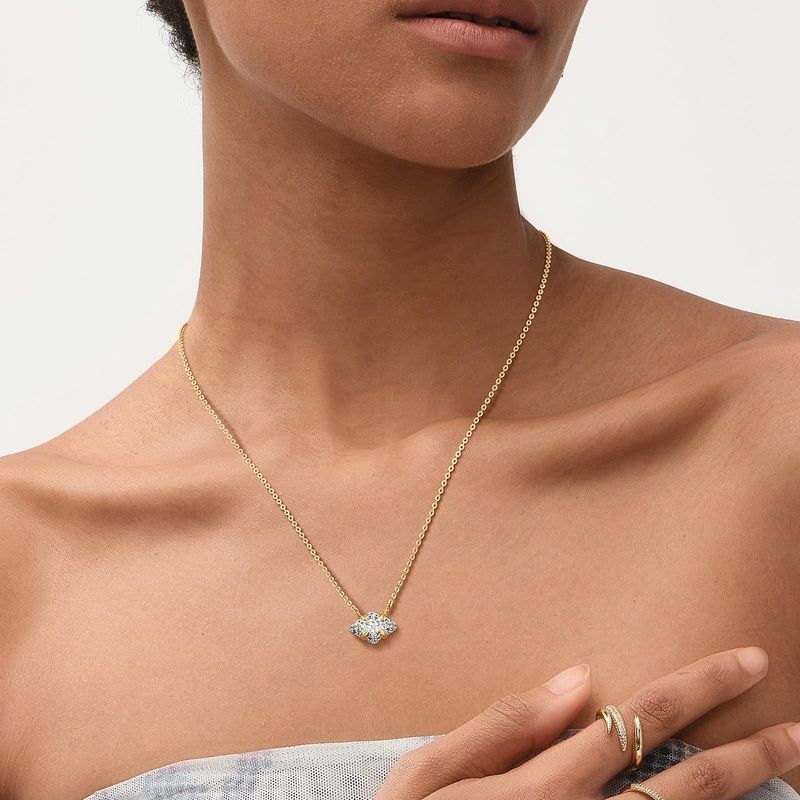 Collier en laiton plaqué or véritable, pendentif en zircone cubique, simple et élégant, en forme de diamant, à la mode, offre spéciale_voghion.com